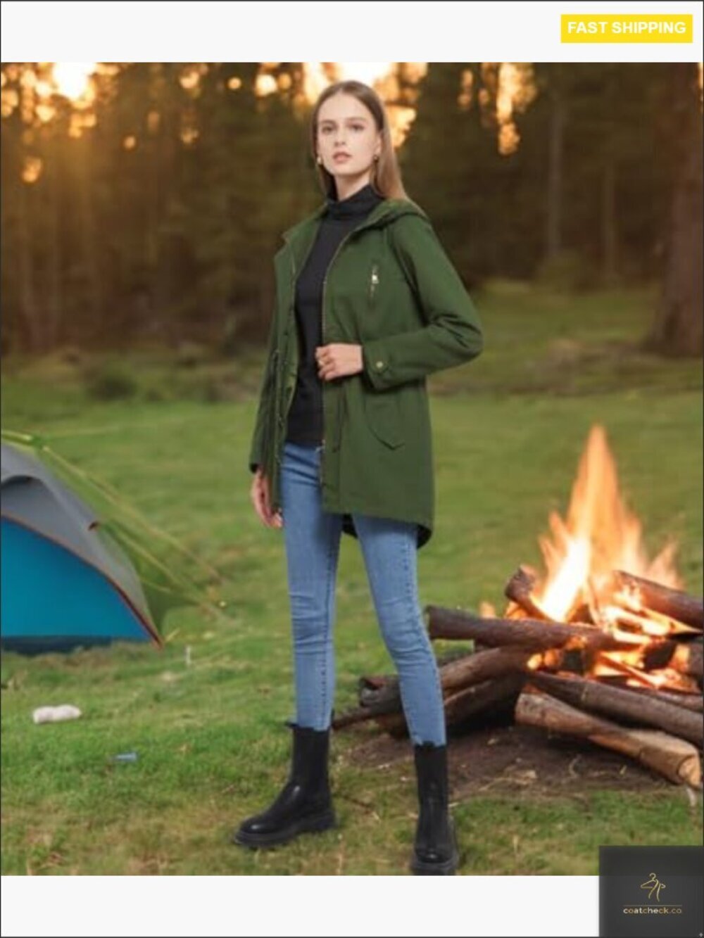 Utility Anorak Jacket Lightweight Hooded Zip Up Casual Fall Coat with Pockets - Picture 6 of 7